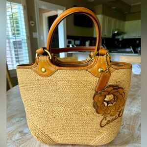 COACH Bleecker Straw Tote EUC